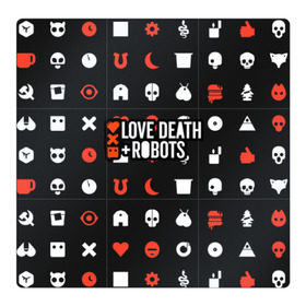 Магнитный плакат 3Х3 с принтом Love, Death & Robots в Тюмени, Полимерный материал с магнитным слоем | 9 деталей размером 9*9 см | cartoon | death | fantasy | heavy | horror | metal | miller | netflix | robots | tim | witness | любовь | миллер | мультфильм | робот | роботы | тим | ужасы | фэнтези