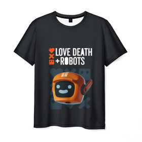 Мужская футболка 3D с принтом Love, Death & Robots в Тюмени, 100% полиэфир | прямой крой, круглый вырез горловины, длина до линии бедер | Тематика изображения на принте: cartoon | death | fantasy | heavy | horror | metal | miller | netflix | robots | tim | witness | любовь | миллер | мультфильм | робот | роботы | тим | ужасы | фэнтези