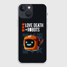 Чехол для iPhone 13 mini с принтом Love, Death  Robots в Тюмени,  |  | Тематика изображения на принте: cartoon | death | fantasy | heavy | horror | metal | miller | netflix | robots | tim | witness | любовь | миллер | мультфильм | робот | роботы | тим | ужасы | фэнтези