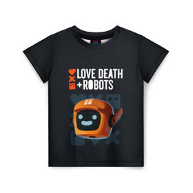 Детская футболка 3D с принтом Love, Death & Robots в Тюмени, 100% гипоаллергенный полиэфир | прямой крой, круглый вырез горловины, длина до линии бедер, чуть спущенное плечо, ткань немного тянется | cartoon | death | fantasy | heavy | horror | metal | miller | netflix | robots | tim | witness | любовь | миллер | мультфильм | робот | роботы | тим | ужасы | фэнтези