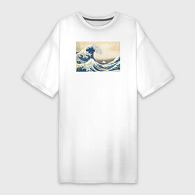 Платье-футболка хлопок с принтом Большая волна в Тюмени,  |  | Тематика изображения на принте: большая волна | искусство | канагава