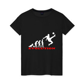 Женская футболка хлопок с принтом Футбольная эволюция в Тюмени, 100% хлопок | прямой крой, круглый вырез горловины, длина до линии бедер, слегка спущенное плечо | Тематика изображения на принте: 
