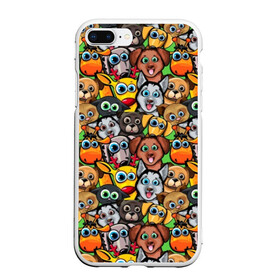 Чехол для iPhone 7Plus/8 Plus матовый с принтом Веселые собачки в Тюмени, Силикон | Область печати: задняя сторона чехла, без боковых панелей | бульдог | голубые глаза | доберман | животные | жирафы | котики | милые | олени | разноцветные | собаки | хаски | яркие