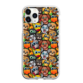 Чехол для iPhone 11 Pro матовый с принтом Веселые собачки в Тюмени, Силикон |  | Тематика изображения на принте: бульдог | голубые глаза | доберман | животные | жирафы | котики | милые | олени | разноцветные | собаки | хаски | яркие