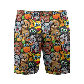 Мужские шорты 3D спортивные с принтом Веселые собачки в Тюмени,  |  | Тематика изображения на принте: бульдог | голубые глаза | доберман | животные | жирафы | котики | милые | олени | разноцветные | собаки | хаски | яркие