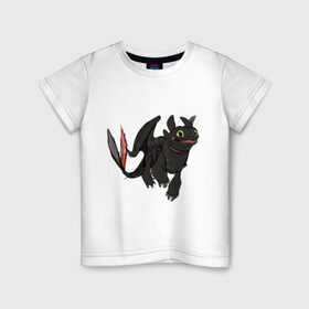 Детская футболка хлопок с принтом ночная фурия в Тюмени, 100% хлопок | круглый вырез горловины, полуприлегающий силуэт, длина до линии бедер | how to train your dragon | night fury | беззубик | дракон | как приручить дракона | ночная фурия