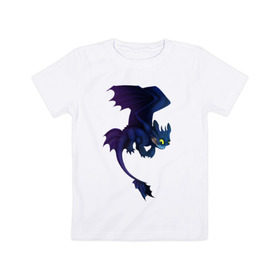 Детская футболка хлопок с принтом ночная фурия в Тюмени, 100% хлопок | круглый вырез горловины, полуприлегающий силуэт, длина до линии бедер | how to train your dragon | night fury | беззубик | дракон | как приручить дракона | ночная фурия