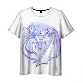 Мужская футболка 3D с принтом дневная фурия в Тюмени, 100% полиэфир | прямой крой, круглый вырез горловины, длина до линии бедер | how to train your dragon | night fury | беззубик | дракон | как приручить дракона | ночная фурия