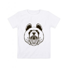 Детская футболка хлопок с принтом Angry Panda в Тюмени, 100% хлопок | круглый вырез горловины, полуприлегающий силуэт, длина до линии бедер | Тематика изображения на принте: panda | животные | злая панда | зло | панда | природа