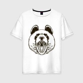 Женская футболка хлопок Oversize с принтом Angry Panda в Тюмени, 100% хлопок | свободный крой, круглый ворот, спущенный рукав, длина до линии бедер
 | panda | животные | злая панда | зло | панда | природа