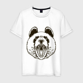 Мужская футболка хлопок с принтом Angry Panda в Тюмени, 100% хлопок | прямой крой, круглый вырез горловины, длина до линии бедер, слегка спущенное плечо. | panda | животные | злая панда | зло | панда | природа