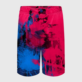 Детские спортивные шорты 3D с принтом Буря красок в Тюмени,  100% полиэстер
 | пояс оформлен широкой мягкой резинкой, ткань тянется
 | арт | буря красок | искусство | краски | розовый | синий | современное искусство | стрит арт