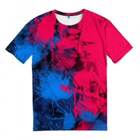 Мужская футболка 3D с принтом Буря красок в Тюмени, 100% полиэфир | прямой крой, круглый вырез горловины, длина до линии бедер | арт | буря красок | искусство | краски | розовый | синий | современное искусство | стрит арт