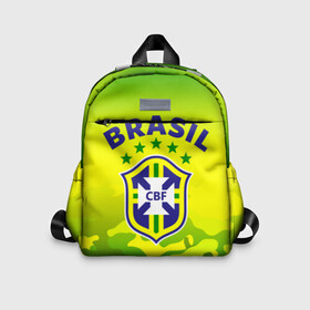 Детский рюкзак 3D с принтом Бразилия в Тюмени, 100% полиэстер | лямки с регулируемой длиной, сверху петелька, чтобы рюкзак можно было повесить на вешалку. Основное отделение закрывается на молнию, как и внешний карман. Внутри дополнительный карман. По бокам два дополнительных кармашка | brasil | brazil | бразилия | бразильская сборная | сборная бразилии | сборная бразилии по футболу | сборные | форма | футбол | футбольные сборные | чемпиона | чемпионат мира