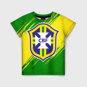 Детская футболка 3D с принтом Бразилия в Тюмени, 100% гипоаллергенный полиэфир | прямой крой, круглый вырез горловины, длина до линии бедер, чуть спущенное плечо, ткань немного тянется | Тематика изображения на принте: brasil | brazil | бразилия | бразильская сборная | сборная бразилии | сборная бразилии по футболу | сборные | форма | футбол | футбольные сборные | чемпиона | чемпионат мира