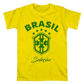 Мужская футболка хлопок с принтом Бразилия в Тюмени, 100% хлопок | прямой крой, круглый вырез горловины, длина до линии бедер, слегка спущенное плечо. | 