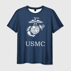 Мужская футболка 3D с принтом United States Marine Corps в Тюмени, 100% полиэфир | прямой крой, круглый вырез горловины, длина до линии бедер | Тематика изображения на принте: u.s. army | u.s. navy | армия | морская пехота