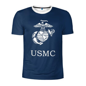Мужская футболка 3D спортивная с принтом United States Marine Corps в Тюмени, 100% полиэстер с улучшенными характеристиками | приталенный силуэт, круглая горловина, широкие плечи, сужается к линии бедра | u.s. army | u.s. navy | армия | морская пехота