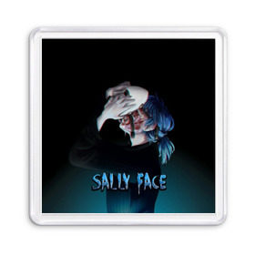 Магнит 55*55 с принтом Sally Face в Тюмени, Пластик | Размер: 65*65 мм; Размер печати: 55*55 мм | sally face | игра | компьютерная игра | лицо | маска | протез | салли фейс | школа | шрамы