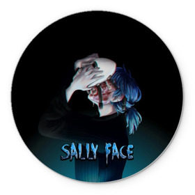 Коврик круглый с принтом Sally Face в Тюмени, резина и полиэстер | круглая форма, изображение наносится на всю лицевую часть | sally face | игра | компьютерная игра | лицо | маска | протез | салли фейс | школа | шрамы