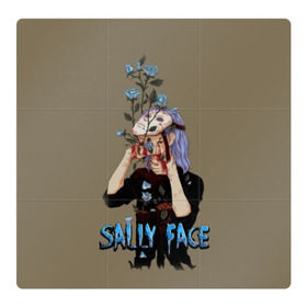 Магнитный плакат 3Х3 с принтом Sally Face в Тюмени, Полимерный материал с магнитным слоем | 9 деталей размером 9*9 см | sally face | игра | компьютерная игра | лицо | маска | протез | салли фейс | школа | шрамы