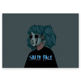 Поздравительная открытка с принтом Sally Face в Тюмени, 100% бумага | плотность бумаги 280 г/м2, матовая, на обратной стороне линовка и место для марки
 | Тематика изображения на принте: sally face | игра | компьютерная игра | лицо | маска | протез | салли фейс | школа | шрамы