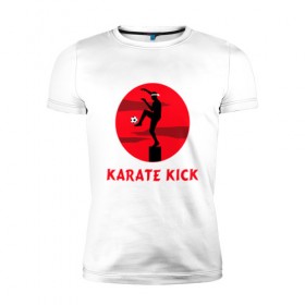 Мужская футболка премиум с принтом Karate Kick в Тюмени, 92% хлопок, 8% лайкра | приталенный силуэт, круглый вырез ворота, длина до линии бедра, короткий рукав | 