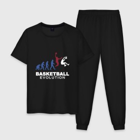 Мужская пижама хлопок с принтом Баскетбольная эволюция в Тюмени, 100% хлопок | брюки и футболка прямого кроя, без карманов, на брюках мягкая резинка на поясе и по низу штанин
 | and1 | basketball | coach | evolution | game | james | jordan | lebron | monkey | mvp | nba | player | slam dunk | sport | streetball | team | баскетбол | баскетболист | бросок | джеймс | джордан | игра | игрок | леброн | мяч | нба | обезьяна | 