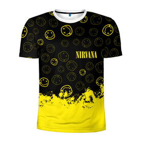 Мужская футболка 3D спортивная с принтом NIRVANA в Тюмени, 100% полиэстер с улучшенными характеристиками | приталенный силуэт, круглая горловина, широкие плечи, сужается к линии бедра | like nirvana | nirvana | nirvana smells | nirvana spirit | nirvana teen | teen spirit | курт кобейн | нирвана | нирвана like. | нирвана smells
