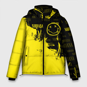 Мужская зимняя куртка 3D с принтом NIRVANA в Тюмени, верх — 100% полиэстер; подкладка — 100% полиэстер; утеплитель — 100% полиэстер | длина ниже бедра, свободный силуэт Оверсайз. Есть воротник-стойка, отстегивающийся капюшон и ветрозащитная планка. 

Боковые карманы с листочкой на кнопках и внутренний карман на молнии. | like nirvana | nirvana | nirvana smells | nirvana spirit | nirvana teen | teen spirit | курт кобейн | нирвана | нирвана like. | нирвана smells