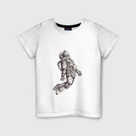 Детская футболка хлопок с принтом Космонавт в Тюмени, 100% хлопок | круглый вырез горловины, полуприлегающий силуэт, длина до линии бедер | 12 апреля | cosmonaut | space | апрель | астронавт | гагарин | космонавт | космонавтики | космос | юрий гагарин