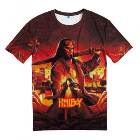 Мужская футболка 3D с принтом Hellboy Demon в Тюмени, 100% полиэфир | прямой крой, круглый вырез горловины, длина до линии бедер | Тематика изображения на принте: 