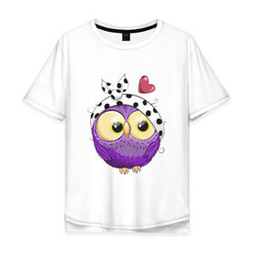 Мужская футболка хлопок Oversize с принтом Стильная сова в Тюмени, 100% хлопок | свободный крой, круглый ворот, “спинка” длиннее передней части | Тематика изображения на принте: 