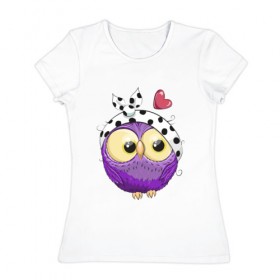 Женская футболка хлопок с принтом Стильная сова в Тюмени, 100% хлопок | прямой крой, круглый вырез горловины, длина до линии бедер, слегка спущенное плечо | 