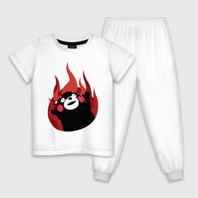 Детская пижама хлопок с принтом Kumamon в Тюмени, 100% хлопок |  брюки и футболка прямого кроя, без карманов, на брюках мягкая резинка на поясе и по низу штанин
 | fire | for | glory | hell | japan | of course | ofc | satan | the | иероглифы | кумамон | медведь | огонь | пожар | япония