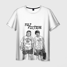 Мужская футболка 3D с принтом Pulp Fiction в Тюмени, 100% полиэфир | прямой крой, круглый вырез горловины, длина до линии бедер | кино | криминальное чтиво | тарантино | фильмы | чтиво