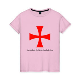 Женская футболка хлопок с принтом Тамплиер в Тюмени, 100% хлопок | прямой крой, круглый вырез горловины, длина до линии бедер, слегка спущенное плечо | крестоносец | рыцарство | рыцарь | средневековье | тамплиер