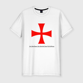 Мужская футболка хлопок Slim с принтом Тамплиер в Тюмени, 92% хлопок, 8% лайкра | приталенный силуэт, круглый вырез ворота, длина до линии бедра, короткий рукав | крестоносец | рыцарство | рыцарь | средневековье | тамплиер