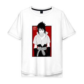 Мужская футболка хлопок Oversize с принтом SAD Sasuke в Тюмени, 100% хлопок | свободный крой, круглый ворот, “спинка” длиннее передней части | Тематика изображения на принте: 