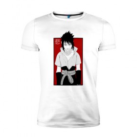 Мужская футболка премиум с принтом SAD Sasuke в Тюмени, 92% хлопок, 8% лайкра | приталенный силуэт, круглый вырез ворота, длина до линии бедра, короткий рукав | Тематика изображения на принте: 