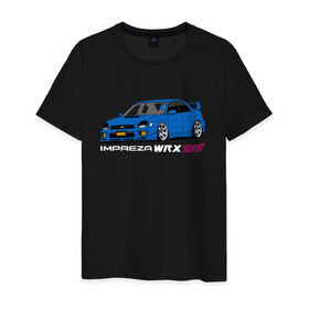 Мужская футболка хлопок с принтом Subaru Impreza WRX STI (GD) в Тюмени, 100% хлопок | прямой крой, круглый вырез горловины, длина до линии бедер, слегка спущенное плечо. | impreza wrx sti | subaru | subaru impreza | subaru impreza wrx sti | wrx sti