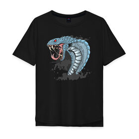 Мужская футболка хлопок Oversize с принтом Кобра в Тюмени, 100% хлопок | свободный крой, круглый ворот, “спинка” длиннее передней части | Тематика изображения на принте: snake | змеи | змея | кобра | кобры