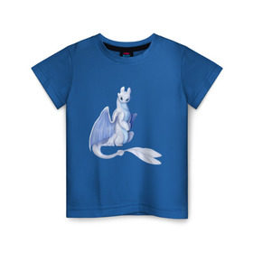 Детская футболка хлопок с принтом дневная фурия в Тюмени, 100% хлопок | круглый вырез горловины, полуприлегающий силуэт, длина до линии бедер | how to train your dragon | light fury | беззубик | дракон | как приручить дракона | ночная фурия