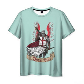Мужская футболка 3D с принтом Deus Vult в Тюмени, 100% полиэфир | прямой крой, круглый вырез горловины, длина до линии бедер | deus vult | деус вульт | крестоносец | крестоносцы | религия | рыцарь