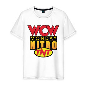 Мужская футболка хлопок с принтом WCW Monday Night Nitro в Тюмени, 100% хлопок | прямой крой, круглый вырез горловины, длина до линии бедер, слегка спущенное плечо. | nitro | wcw | wrestling | рестлинг