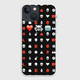 Чехол для iPhone 13 mini с принтом Love, Death + Robots в Тюмени,  |  | Тематика изображения на принте: dead | deads | death | netflix | pattern | robot | robots | и роботы | любовь | мультик | нетфликс | паттерн | роботы | сериал | смайлики | смайлы
