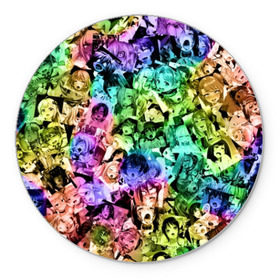 Коврик круглый с принтом Радуга ахегао в Тюмени, резина и полиэстер | круглая форма, изображение наносится на всю лицевую часть | Тематика изображения на принте: ahegao | anime | manga | аниме | ахегао | коллаж | манга | паттрен | цвет