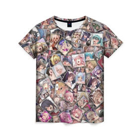 Женская футболка 3D с принтом Ахегао цвет в Тюмени, 100% полиэфир ( синтетическое хлопкоподобное полотно) | прямой крой, круглый вырез горловины, длина до линии бедер | ahegao | anime | color | manga | аниме | ахегао | коллаж | комиксы | лицо | манга | паттрен | цветной