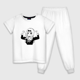 Детская пижама хлопок с принтом Чика Фудзивара в Тюмени, 100% хлопок |  брюки и футболка прямого кроя, без карманов, на брюках мягкая резинка на поясе и по низу штанин
 | kaguya sama: love is war | аниме | тика фудзивара