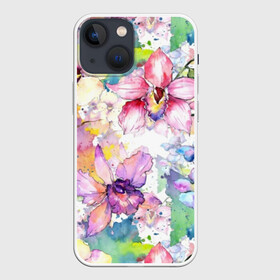 Чехол для iPhone 13 mini с принтом Цветы в Тюмени,  |  | art | bright | colors | drops | field | flowers | painting | splashes | watercolor | акварель | брызги | живопись | искусство | капли | полевые | цвета | цветы | яркие